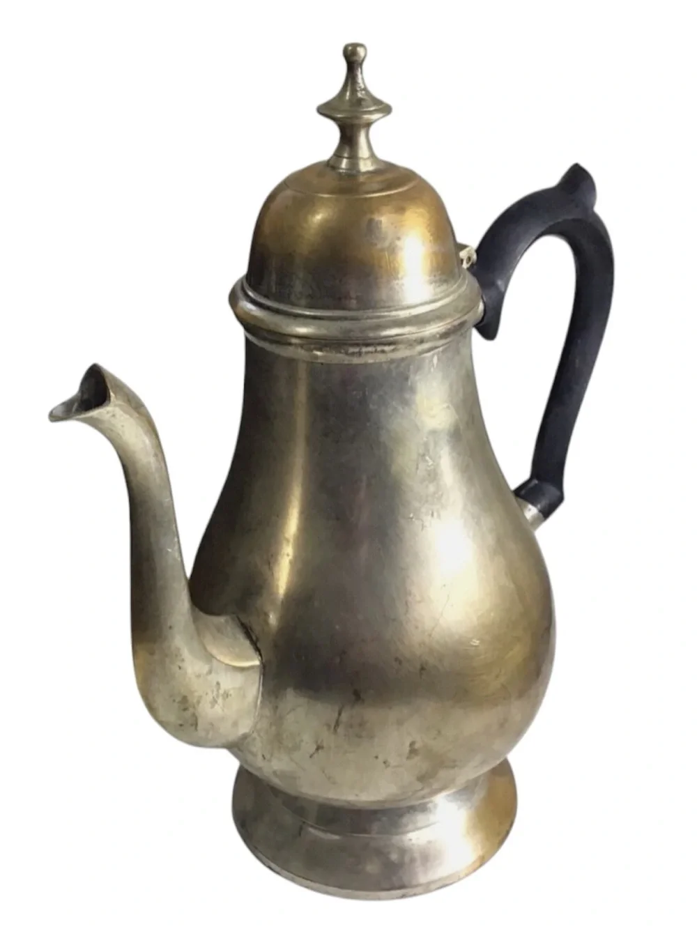 Vintage EPNS Coffee Tea Pot Pair Brass Tone 8.5” 10” Black Handles India